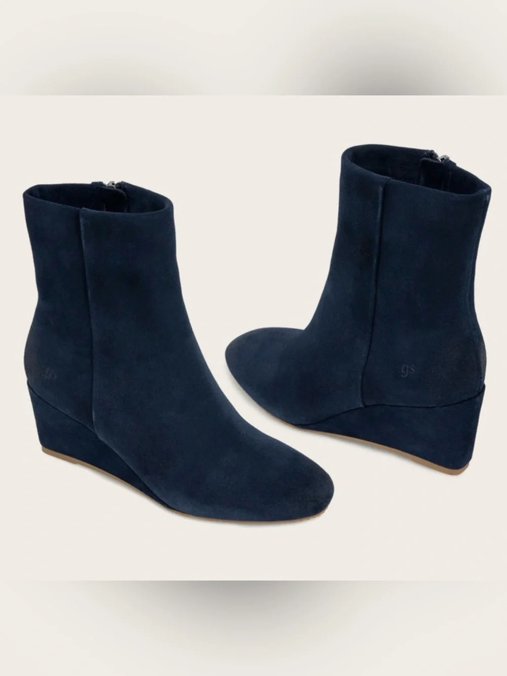 Kenneth Cole Navy Suede Hidden Wedge Ankle Boots